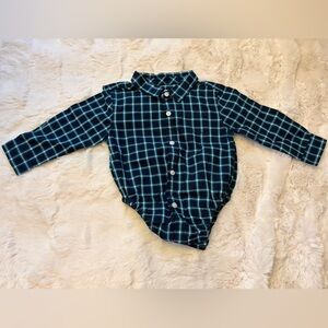 Gymboree Plaid Navy and GreenButton-Up Baby Bodysuit